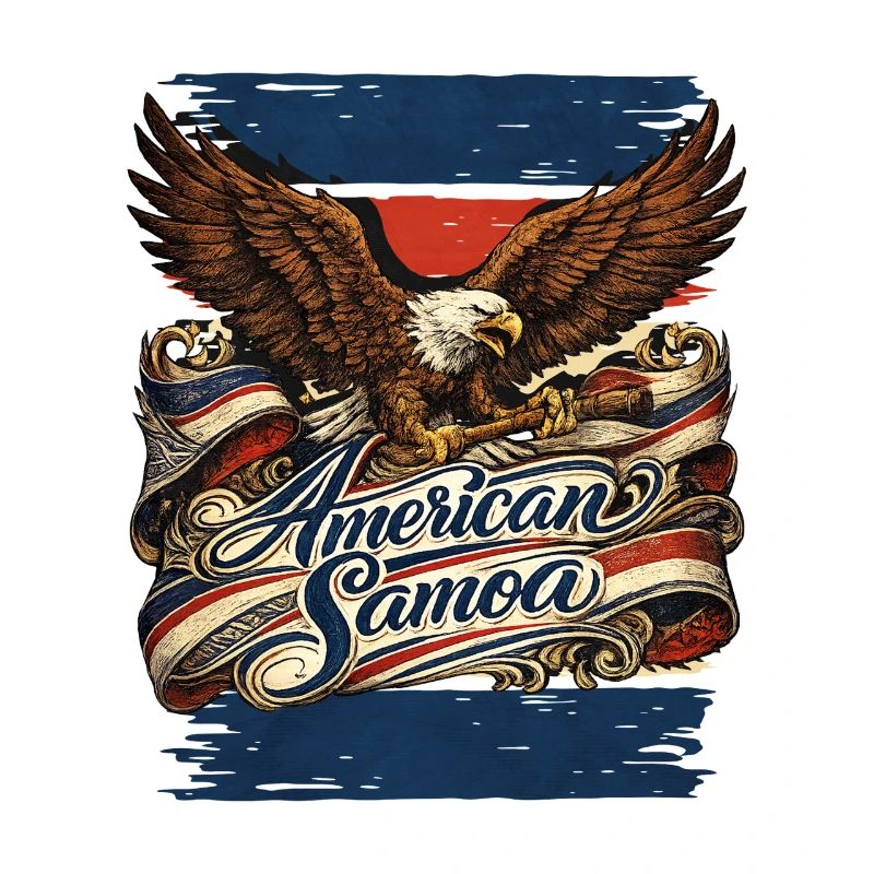 Aigle sur ruban de drapeau Samoa américaines