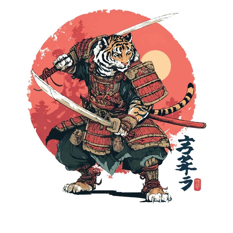 Tiger Samurai in Crimson Armor