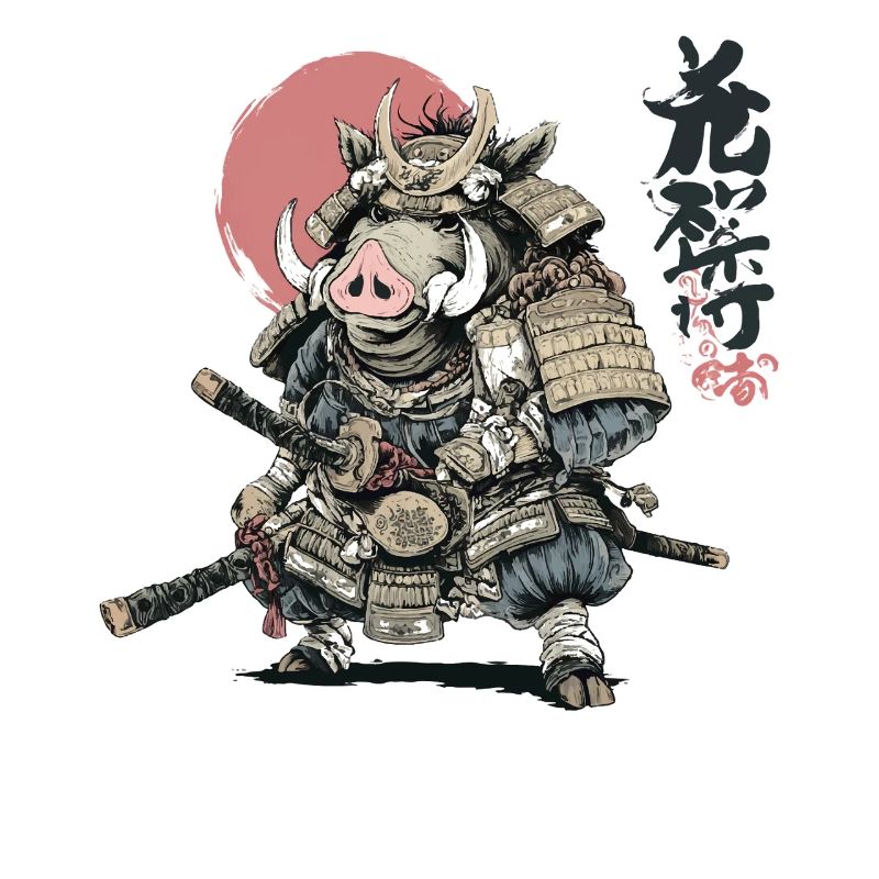 Wildschwein-Samurai-Krieger in Rüstung