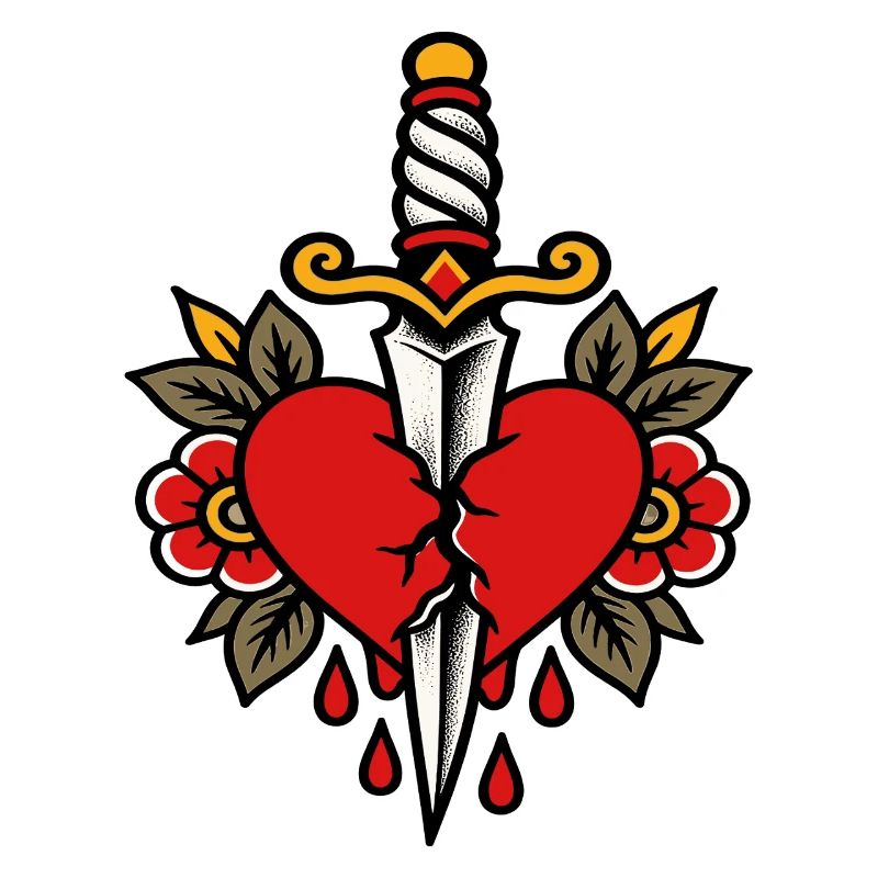 Herz-Pierced Dagger-Tattoo-Stil