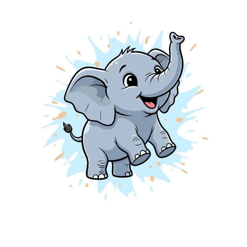 Éléphant mignon avec des éclaboussures de peinture