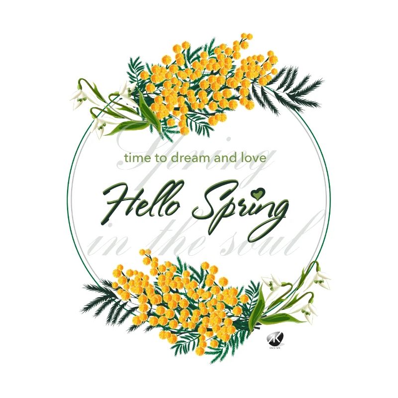 Mimose und Frühlingsglöckchen. Hello spring