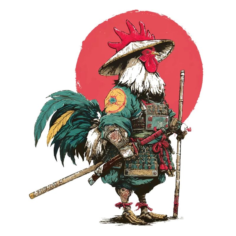 Hahn-Samurai in Rüstung