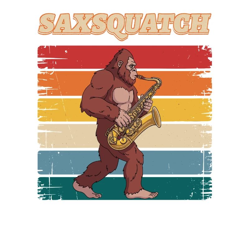 Sax Squatch sur des rayures rétro