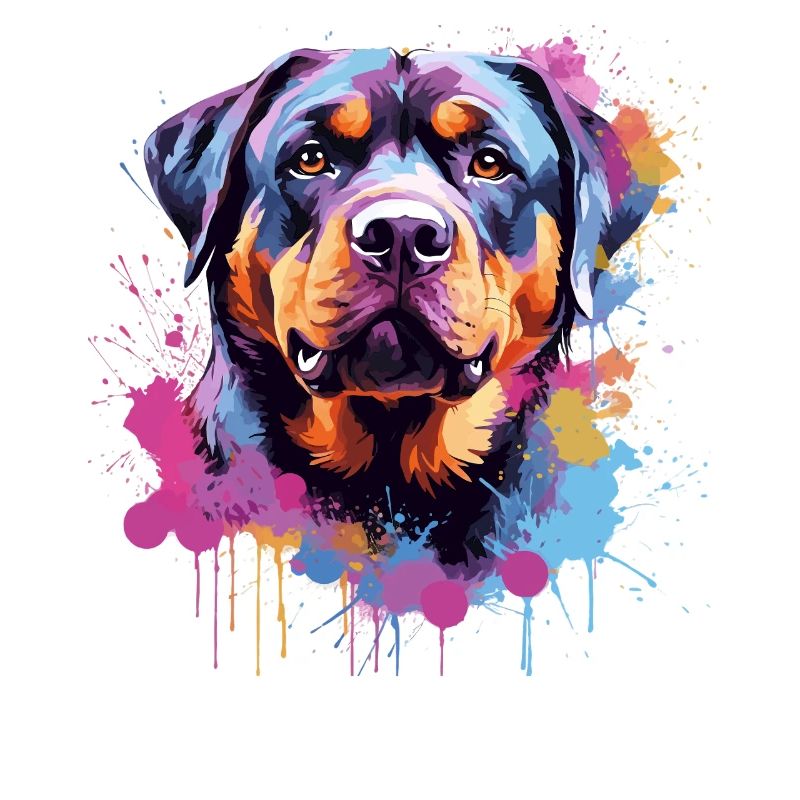 Rottweiler Chien coloré à l’art éclaboussé