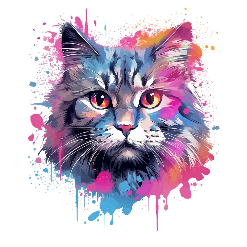 Chat américain à queue bobtail Art coloré