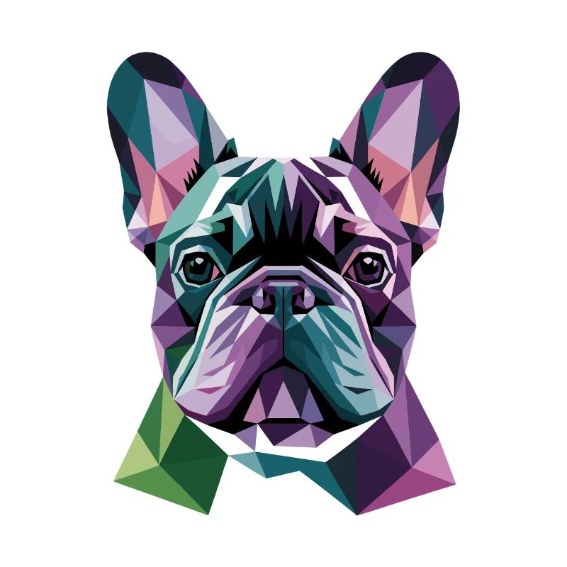 Bouledogue Français Low Poly Coloré Moderne