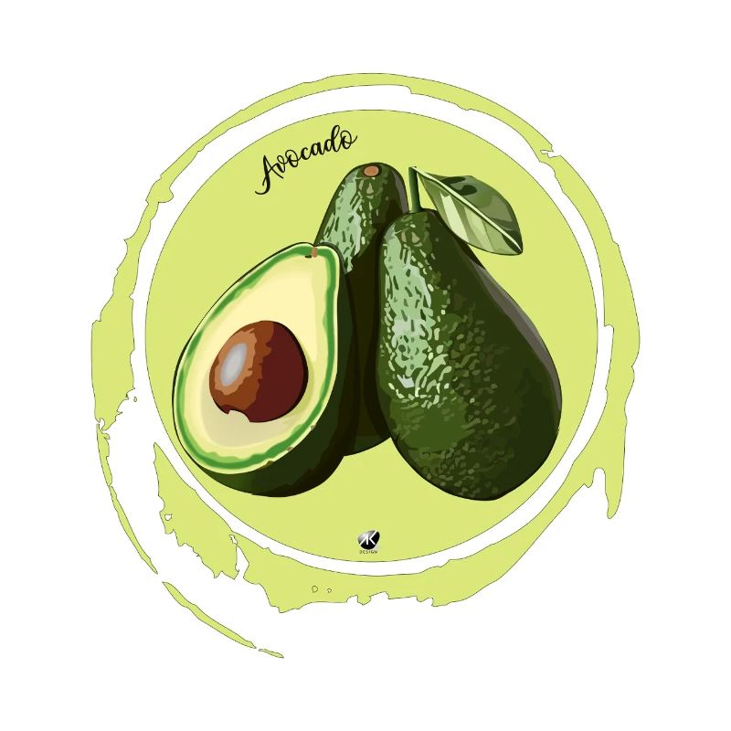 Avocado illustration in a circle
