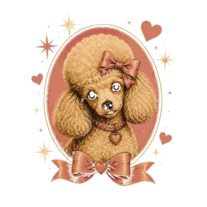 Rosa Pudel mit Schleife