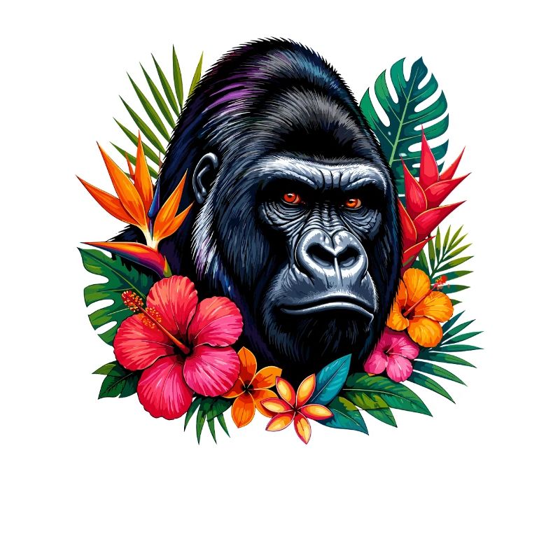Gorilla with flowers
