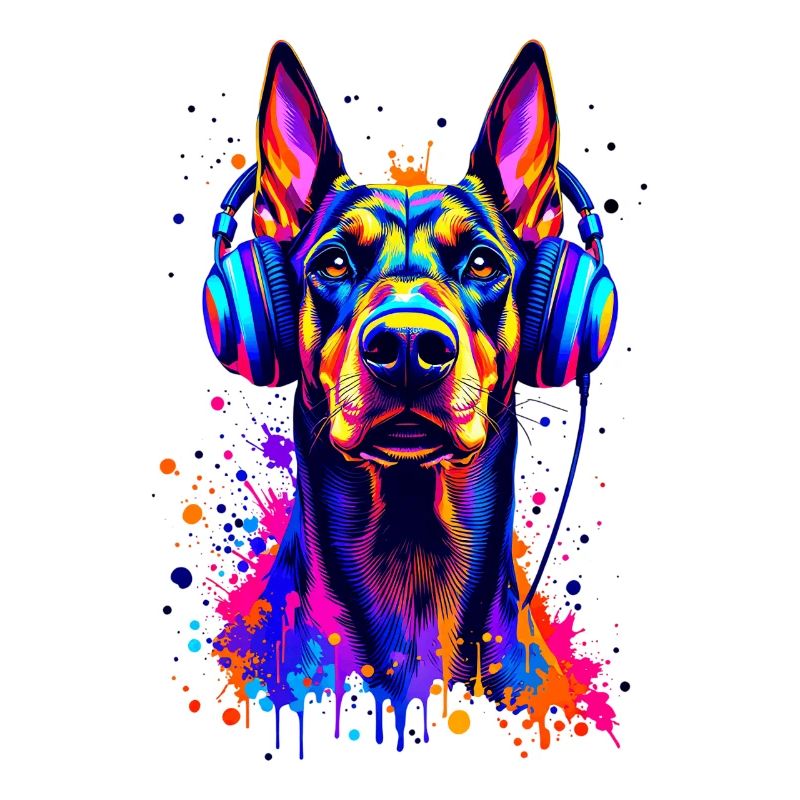 Doberman avec casque