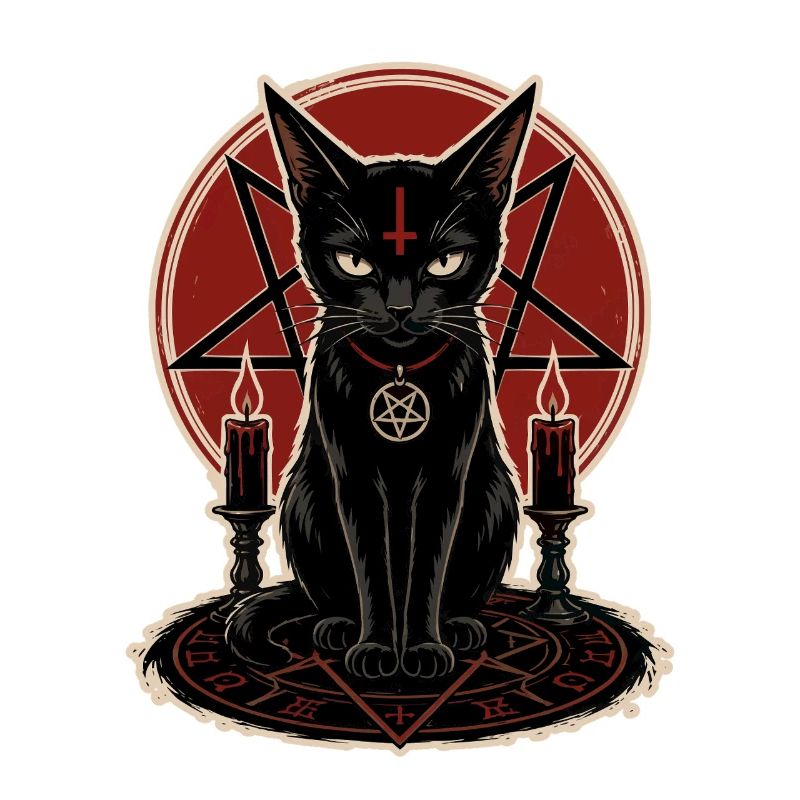 Schwarze Katze im Pentagramm