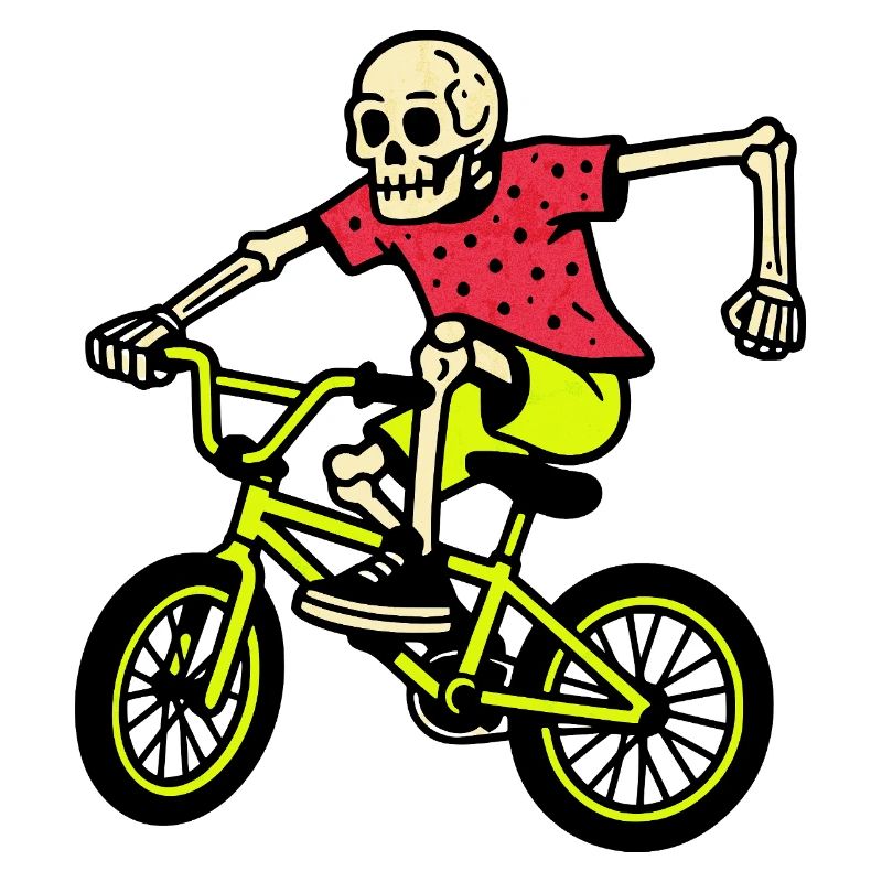 Neon BMX skeleton in tricks – retro vibes