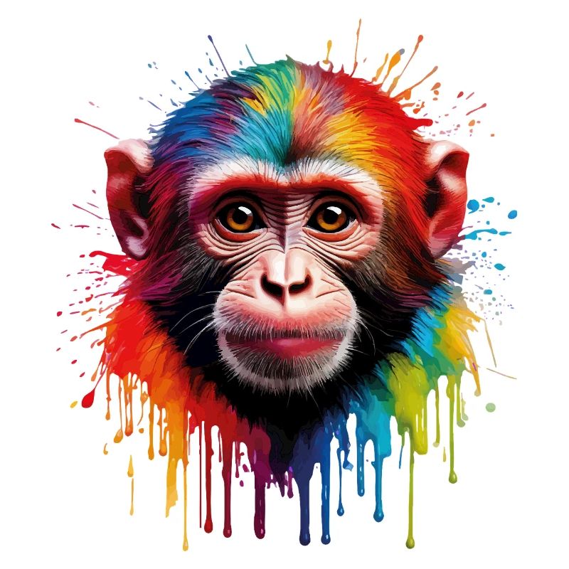 Singe coloré avec explosion de couleurs
