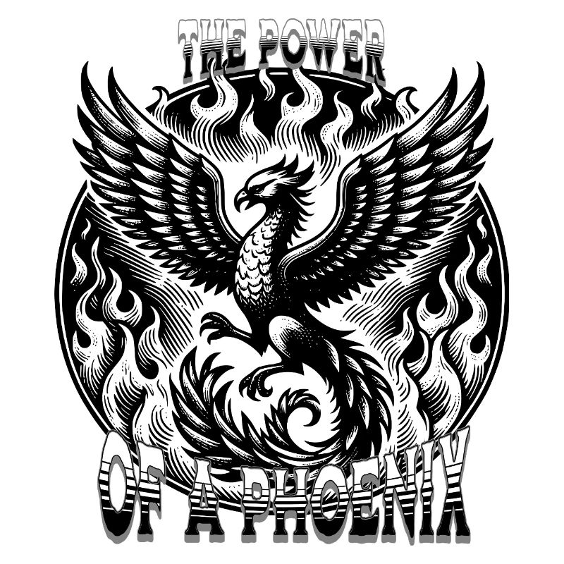 Fiery phoenix with fire