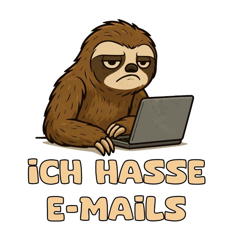 Lässiger Faultier-Design mit E-Mail-Sarkasmus