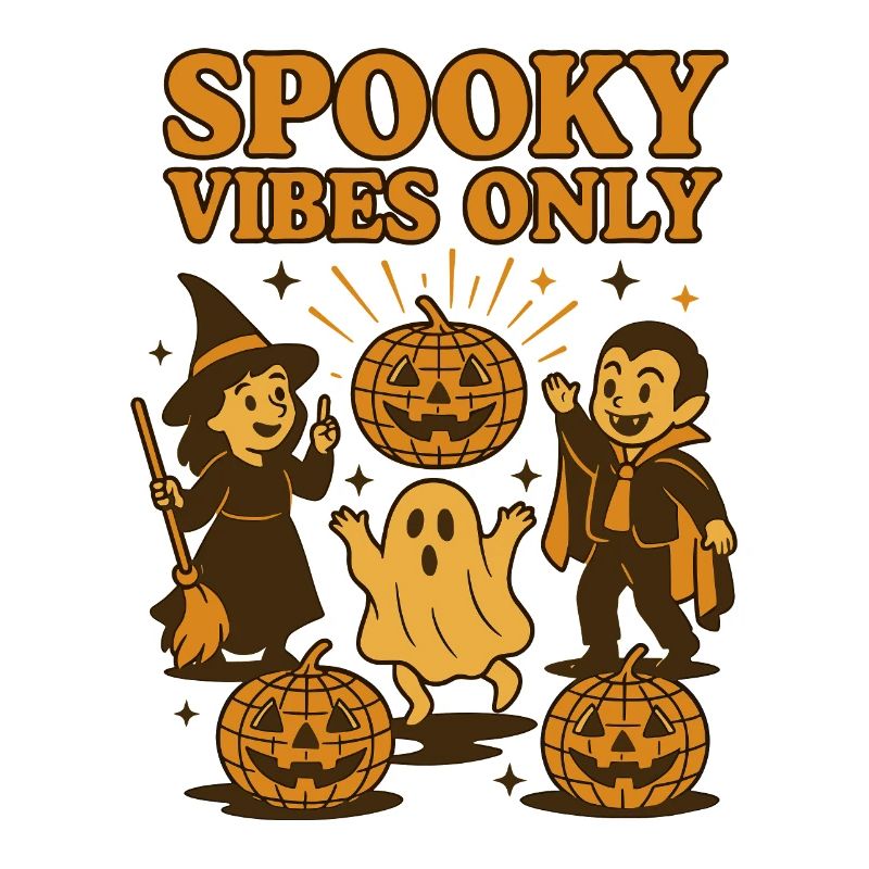 Halloween Spooky Vibes Only Pumpkin Ghost Witch