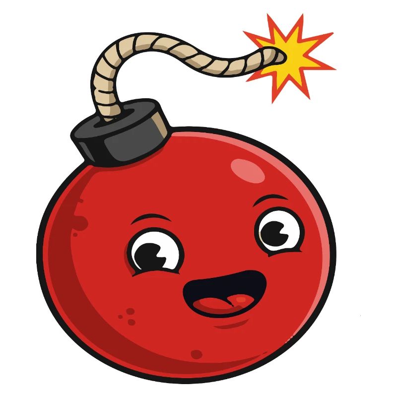 Bombe de dessin animé avec une expression joyeuse