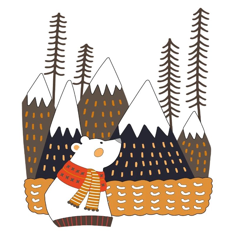Winterwald mit Eisbär