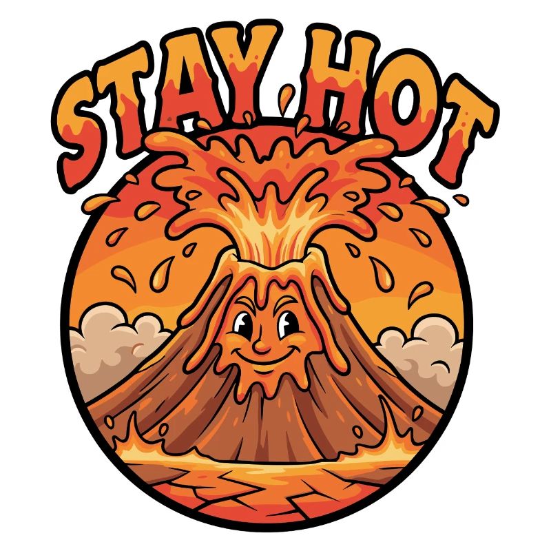 Restez chaud volcan dessin animé