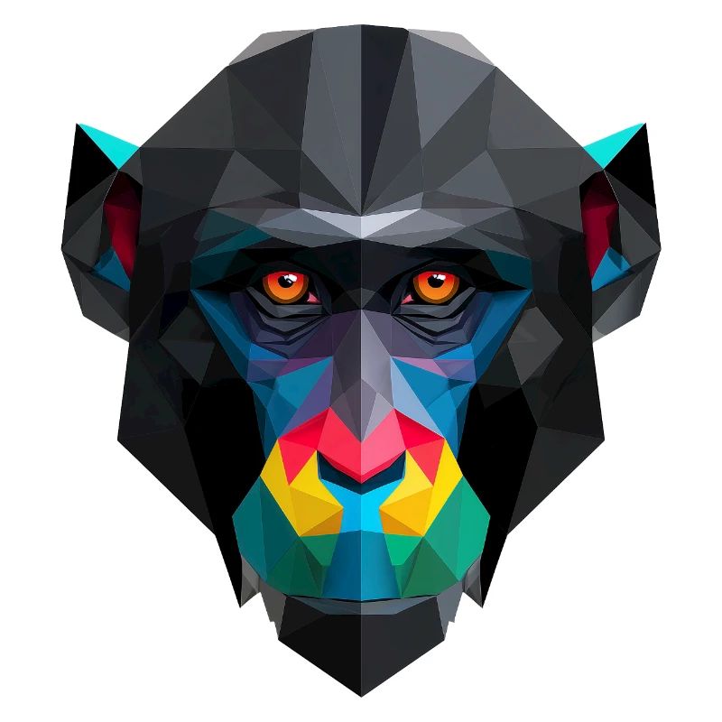 Colored Low-Poly Monkey Portrait