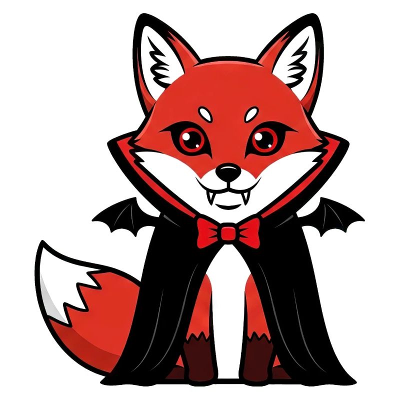 mignon Halloween renard vampire dessin animé Chibi design