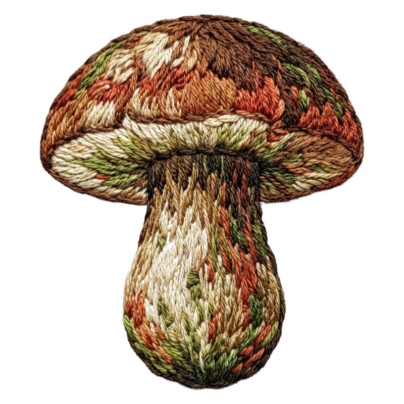 Champignon en aspect brodé (imprimé)