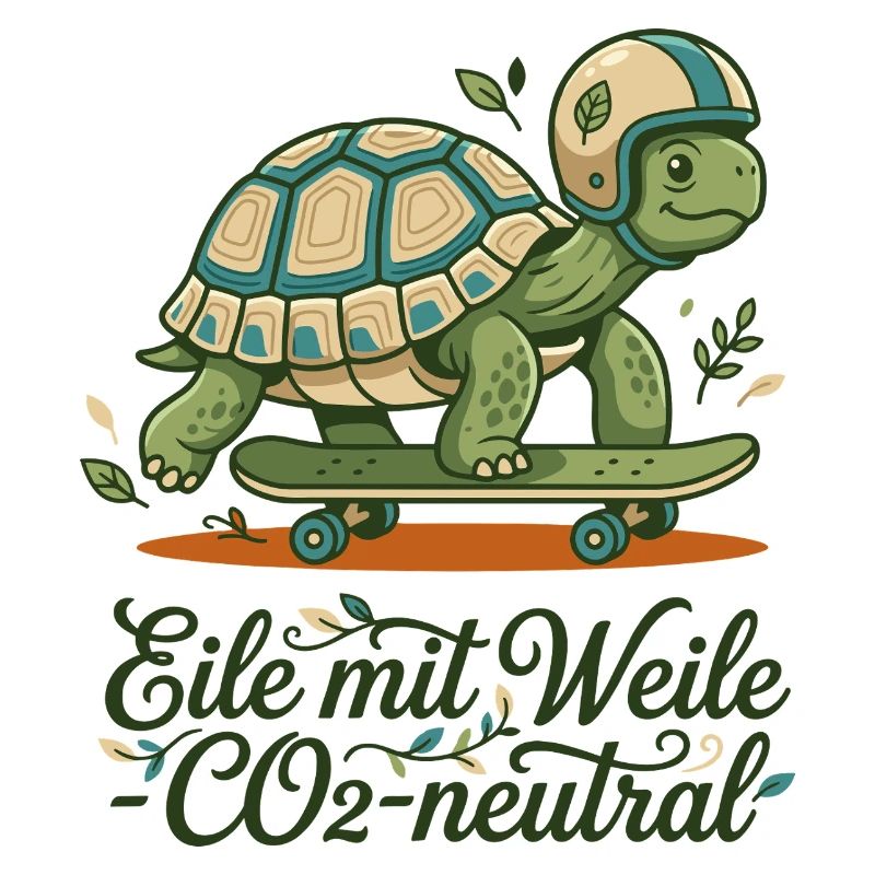 Schildkröte Skateboard Nachhaltig Spruch Design