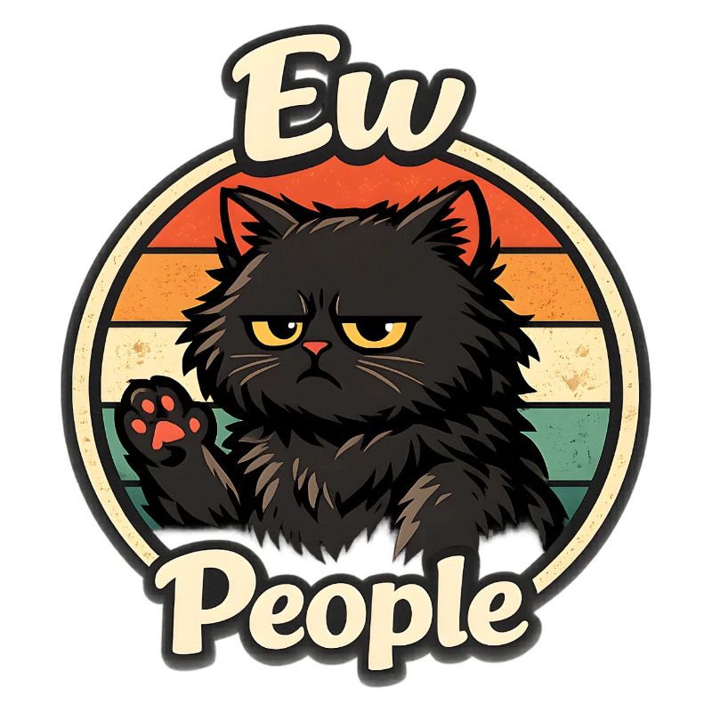 Grumpy retro cat in sunset