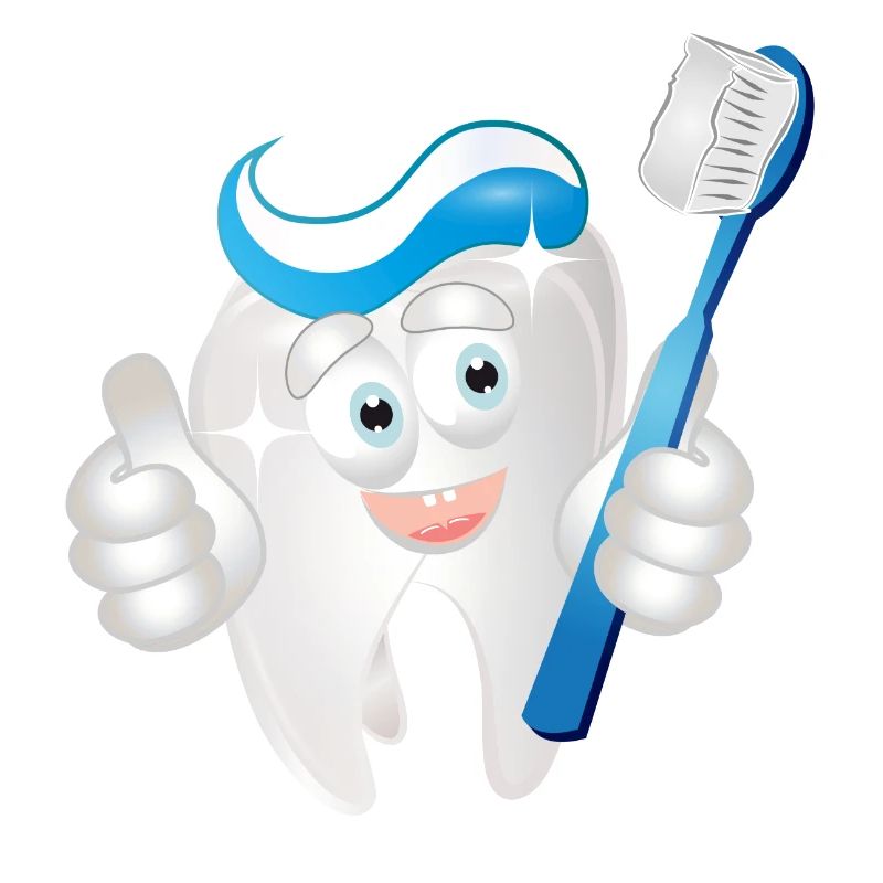 radiant white tooth with toothpaste as a comic