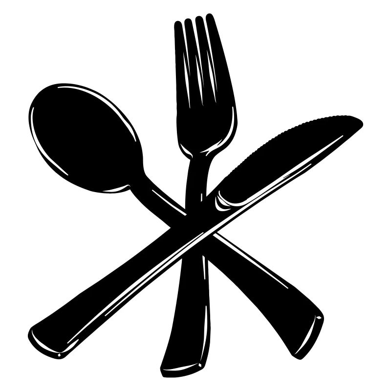Knife fork and spoon crossed