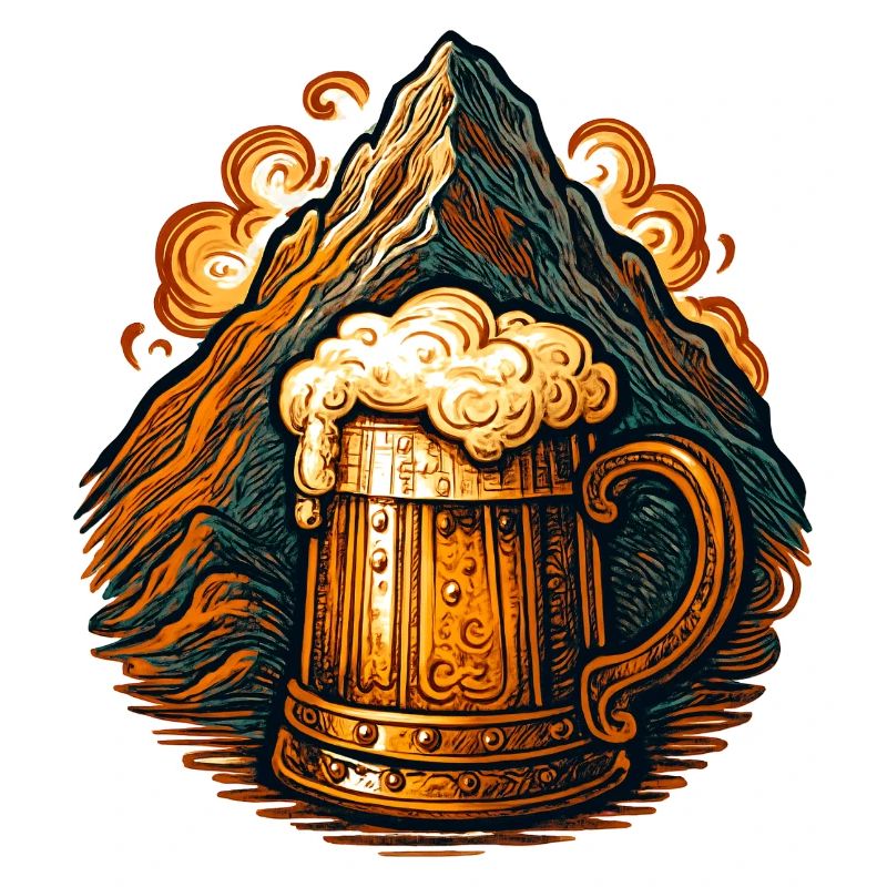 Mythical mountain with beer mug