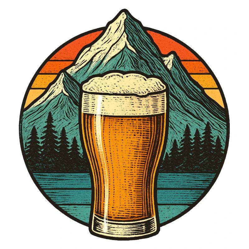 Bergblick mit Bierglas Design