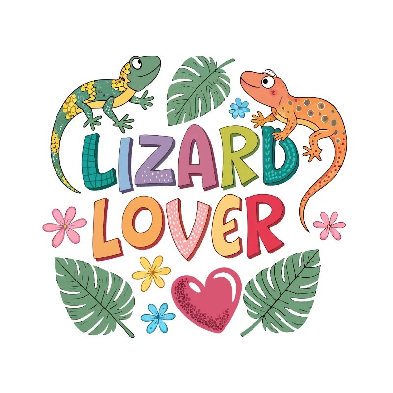 Design de Lizard Lover avec Animaux et Fleurs