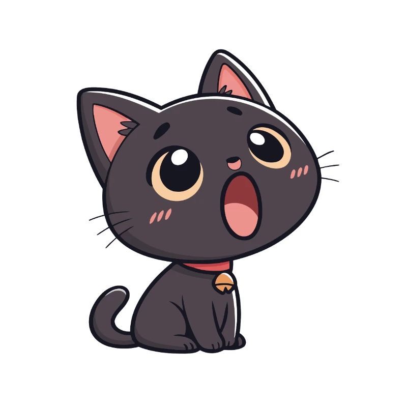 Schwarze Katze voller Ehrfurcht