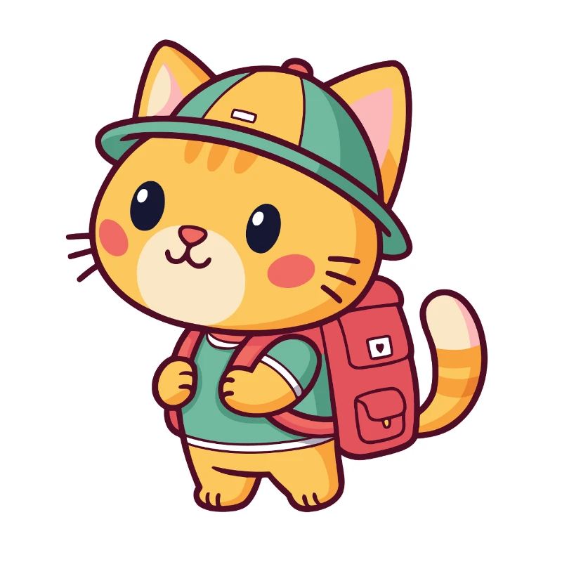 Explorer cat with backpack