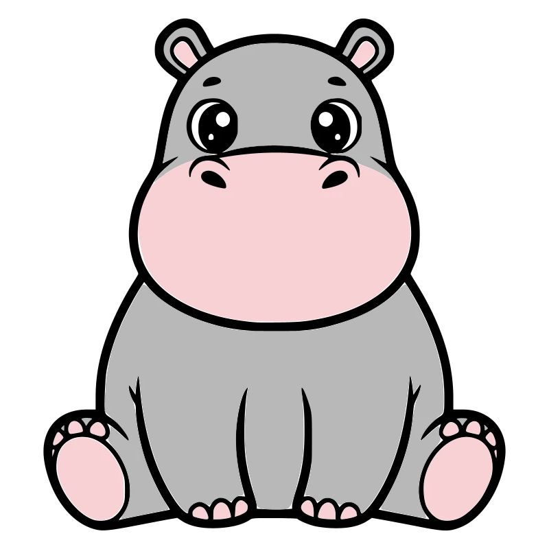 Bébé hippopotame mignon assis à Kawaii
