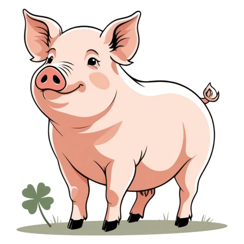 Cuddly Spring Pig Cartoon