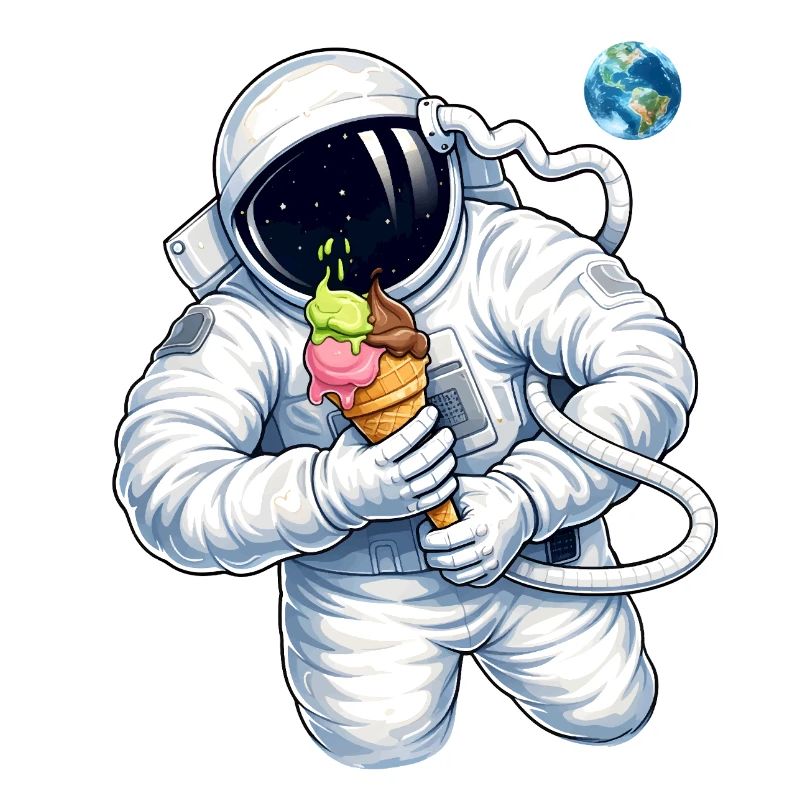 Astronaute avec une glace dans l’espace