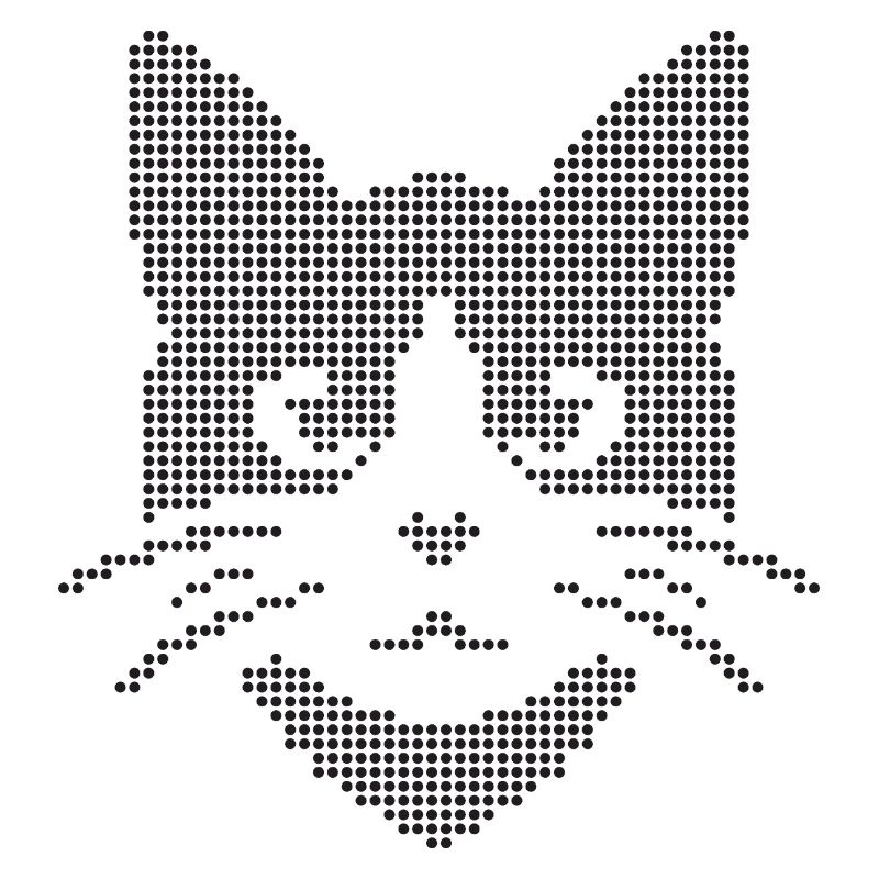 Silhouette de visage de chat à points