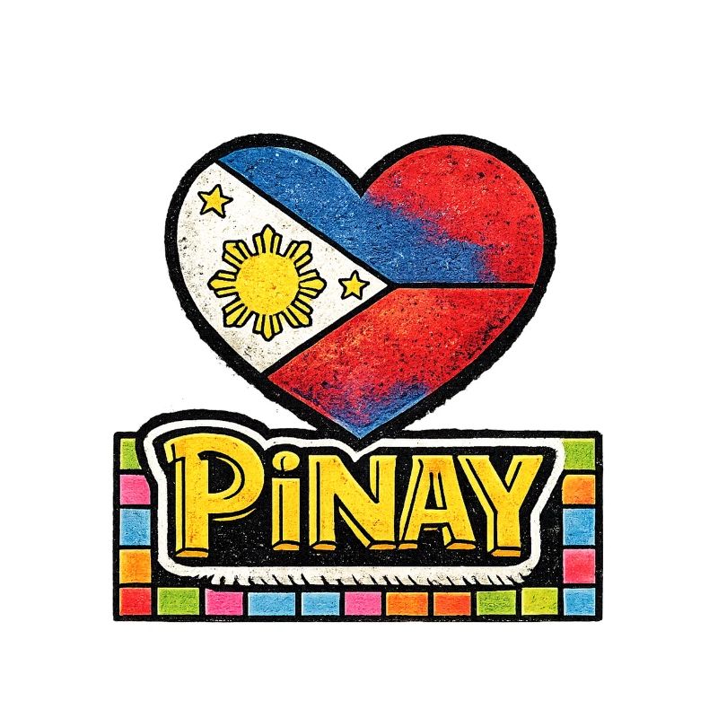 Drapeau en forme de cœur Pinay avec bordure colorée