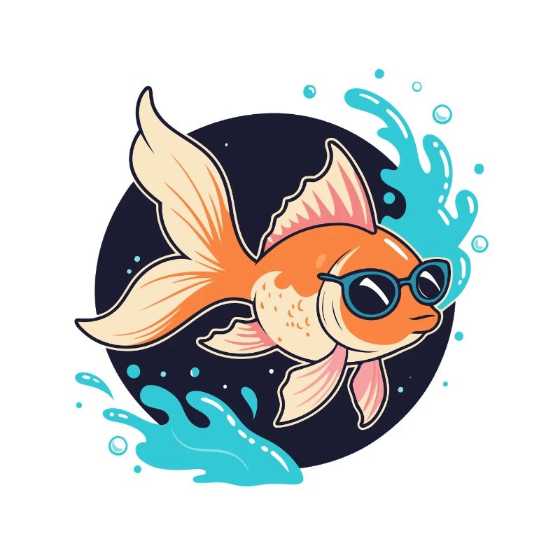 Poisson doré rétro lunettes