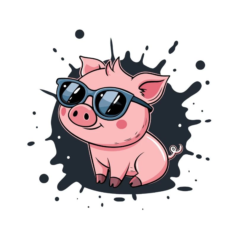 Cool pig in glasses on splash