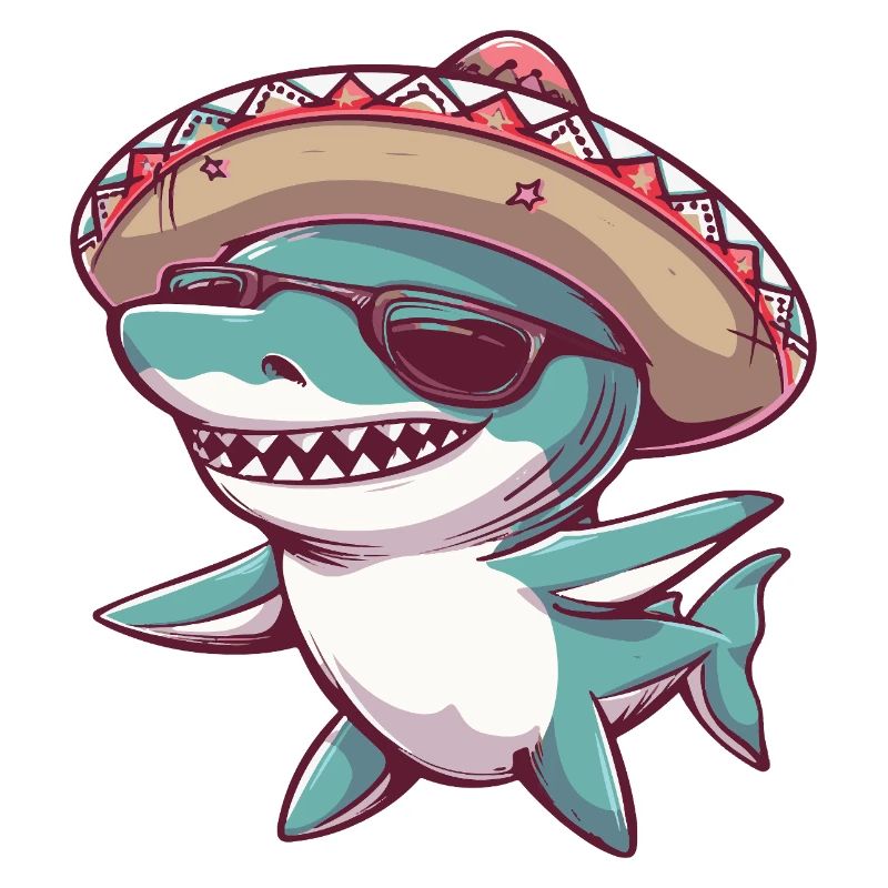 Shark Comic Funny Sombrero