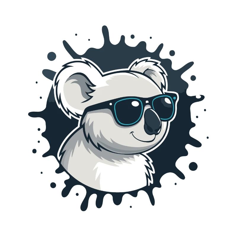 Koala chic glasses on blue splash