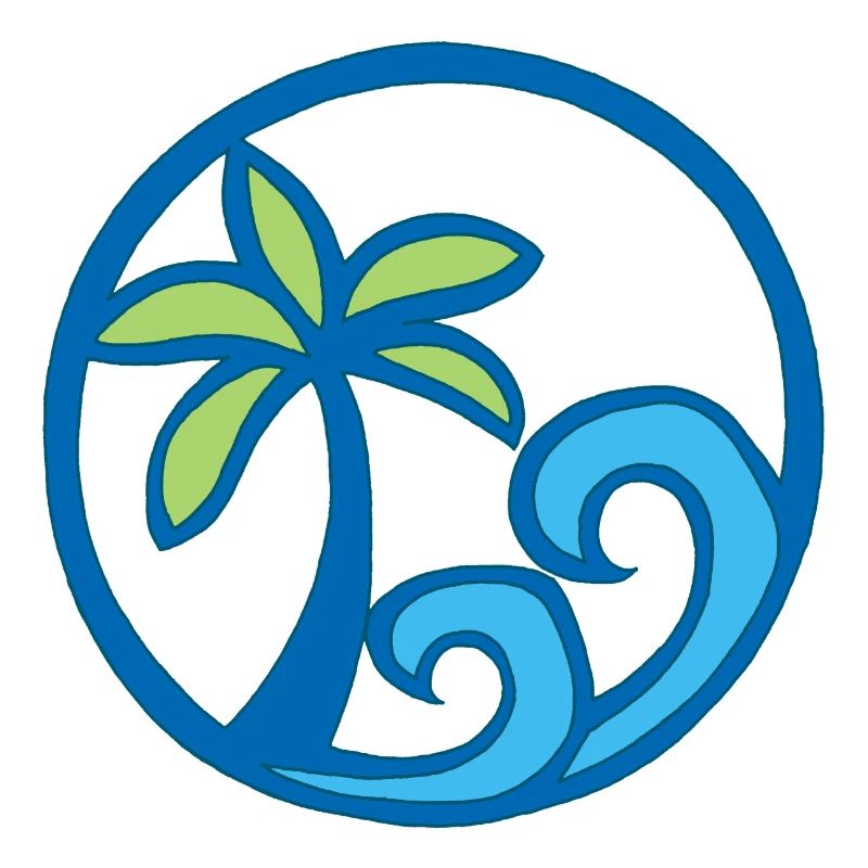 Waves and palm tree