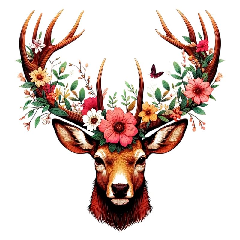 Cerf avec des fleurs