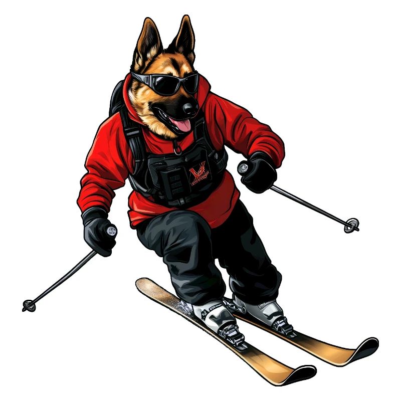 Skier Shepherd Dog