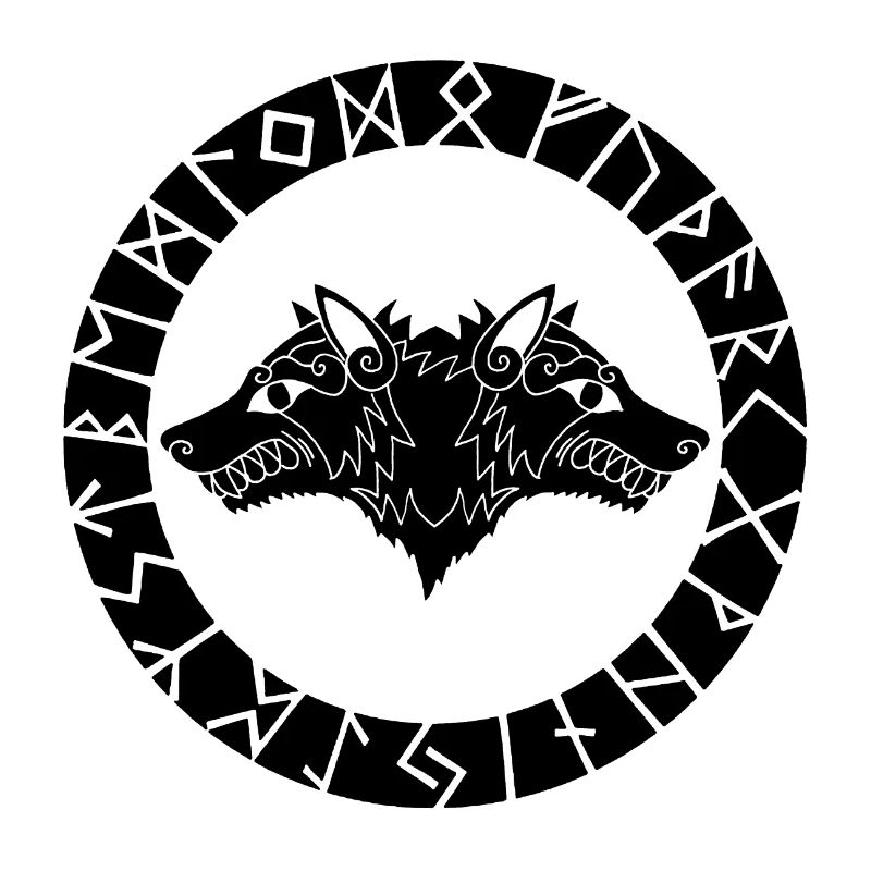 Two-headed black wolf