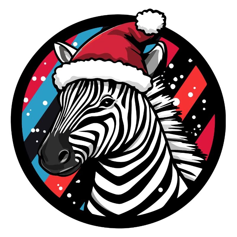 Zebra with Santa hat